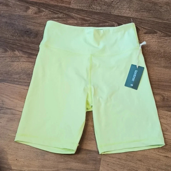 Tentree Highlighter Neon Yellow NWT Bike Shorts VV - Picture 1 of 4